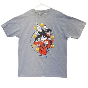 Dragon Ball T-Shirt Men Large Gray Excellent Graphic Print Crew Short Sleeve L